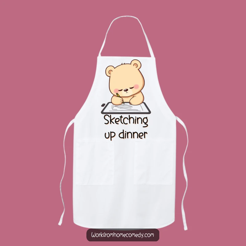 Funny Bear Artist Apron: Kitchen wear with an art theme, perfect funny gift for chefs.