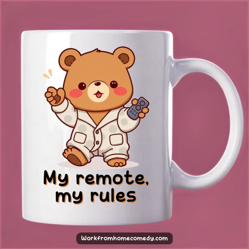 Funny Bear Pajama Remote Mug: Hilarious Couch Potato Gift!