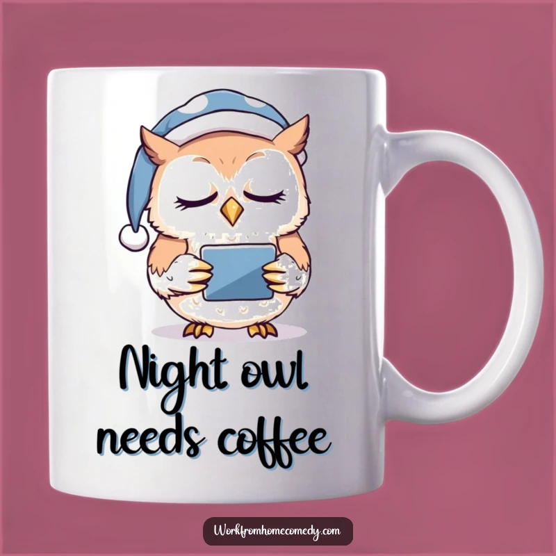 Funny Sleepy Owl Tablet Mug: Hilarious Nod Off Gift!