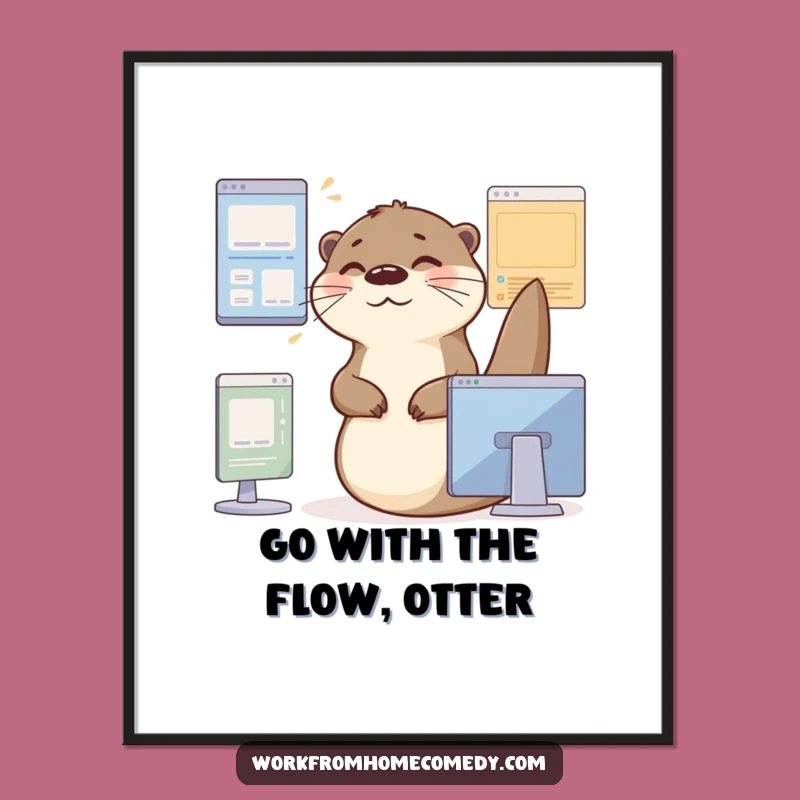 Free Printable Wall Art: Contented Otter Virtual Window Humor Downloadable Art