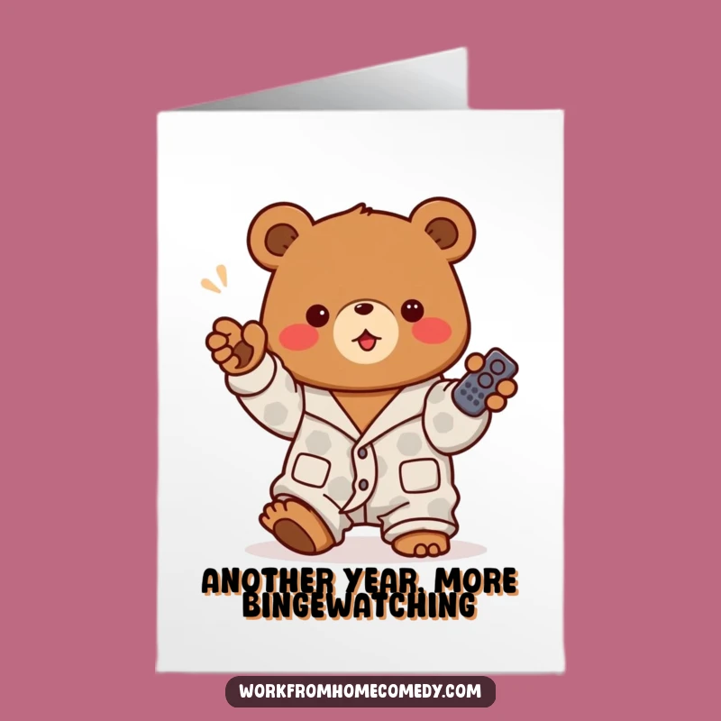 Free Printable Birthday Card: Bear with Remote - Funny DIY Gift Download!
