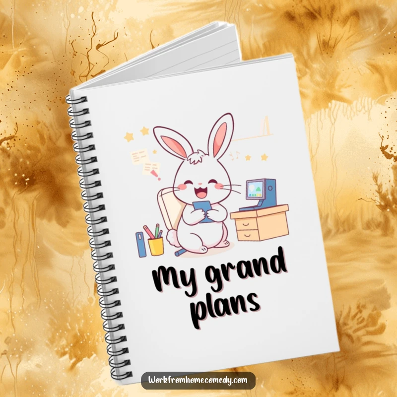 Funny Rabbit Notebook: A rabbit multitasking between video calls and tidying its desk, a humorous journal for busy minds.