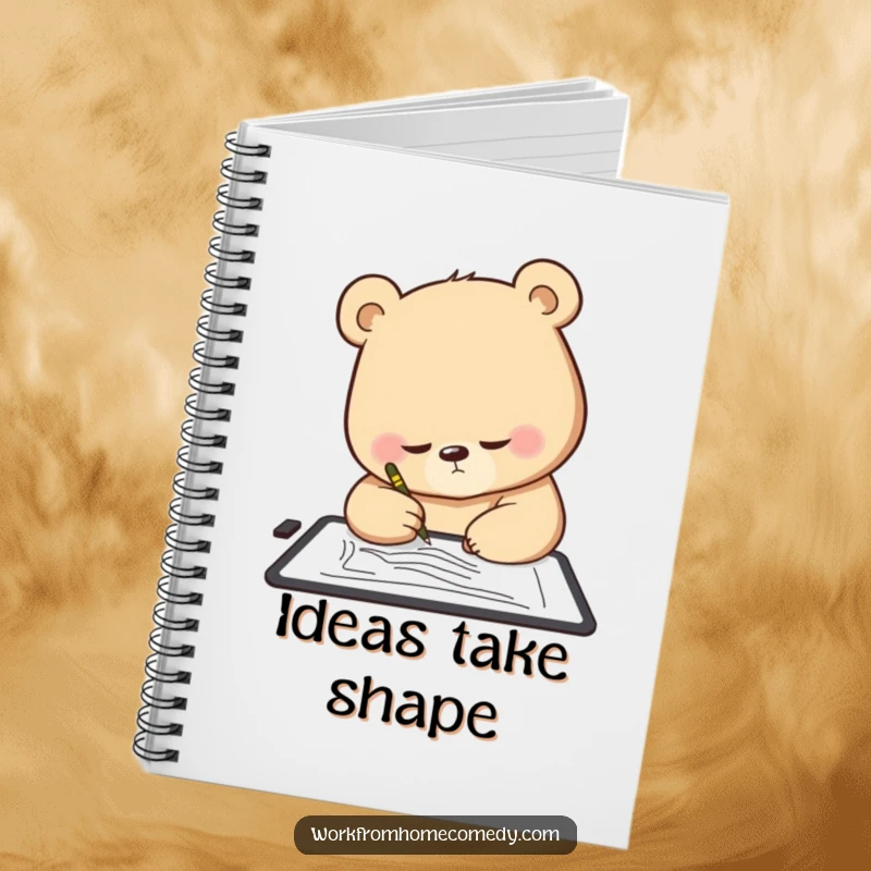 Funny Bear Notebook: A determined bear intently sketching on a digital tablet, a humorous journal for creative minds.