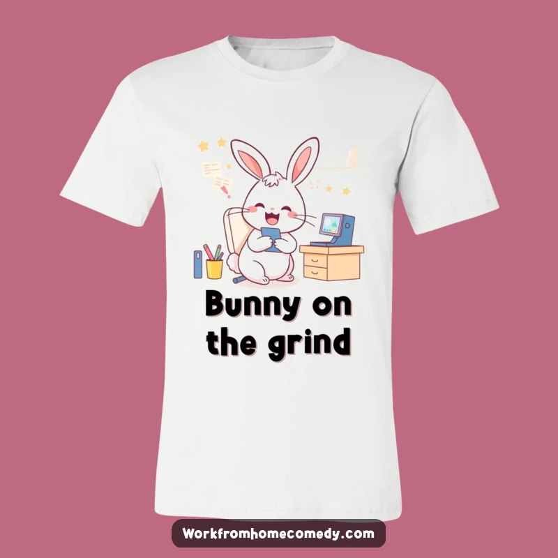 Funny Rabbit WFH T-Shirt: Hilarious multitasking graphic tee, perfect funny gift for home workers.