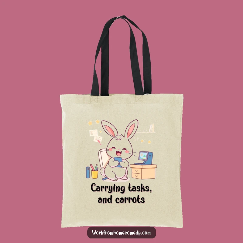 Funny Rabbit Multitasking Tote Bag: Chic bag with a WFH theme, great funny gift for busy individuals.